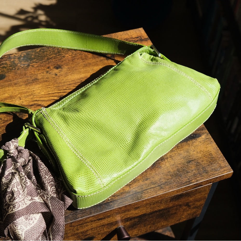 francesco biasia lime green leather bag